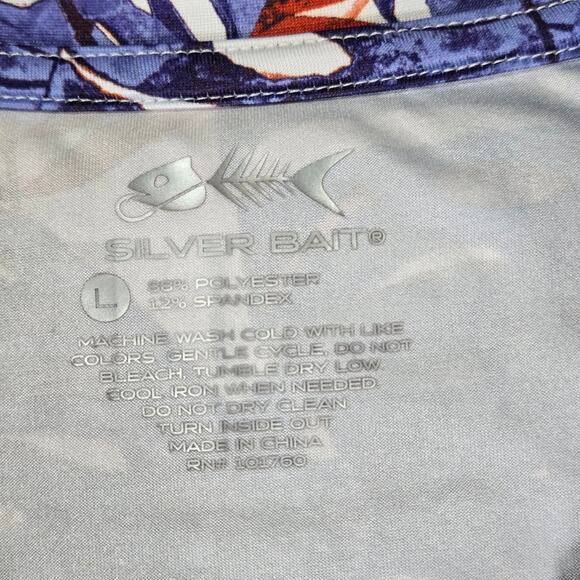 Silver Bait Wom LG Purple Red Leaf Print Fishing Swim Beach Long Sleeve Top EUC - Picture 6 of 9